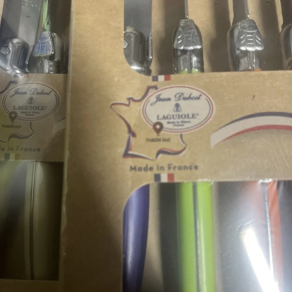Laguiole Jean Dubost 6Pc. Steak Knife Set Multi Colorful Set Made France Nwt